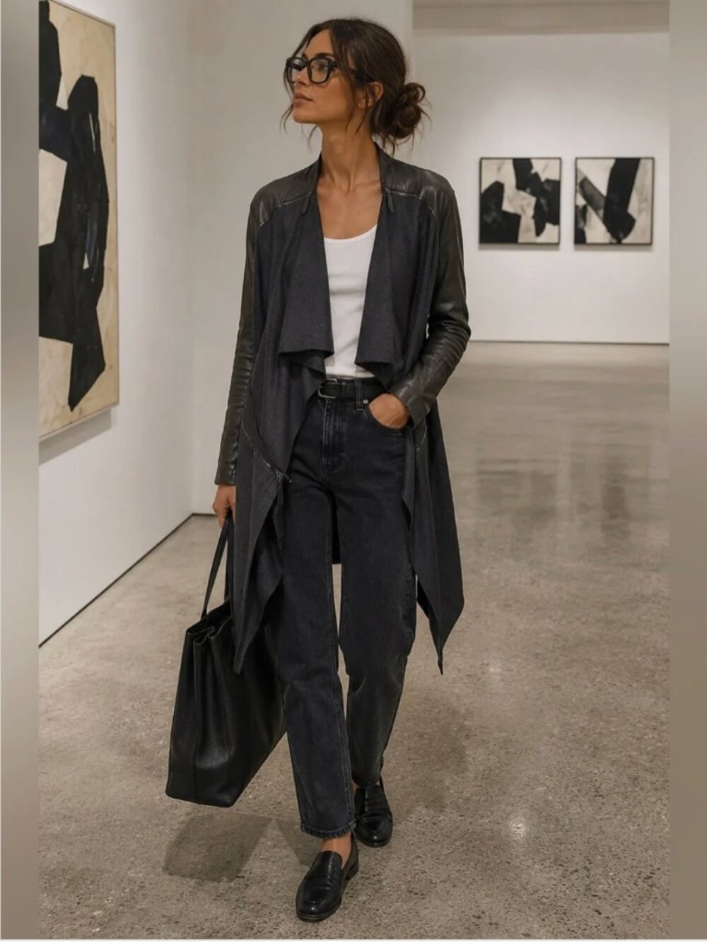 Annette Görtz | Merino Wool & Leather Avant-Garde Drape Jacket | S/M